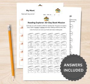 30 Day Reading Challenge Worksheets