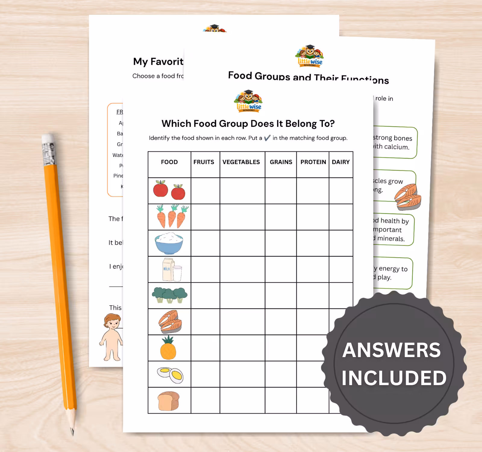 Food Groups Worksheets