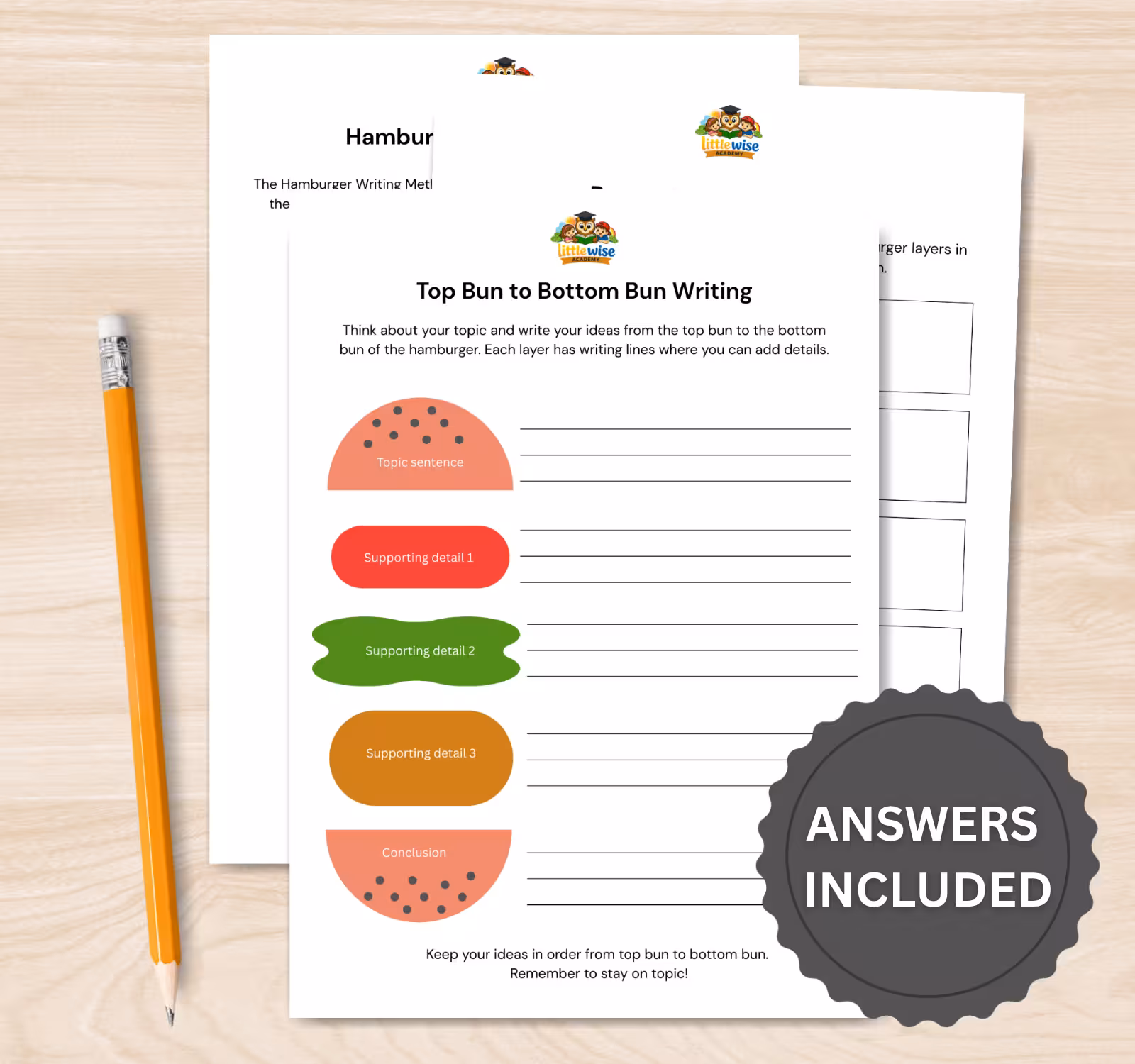 Hamburger Writing Template