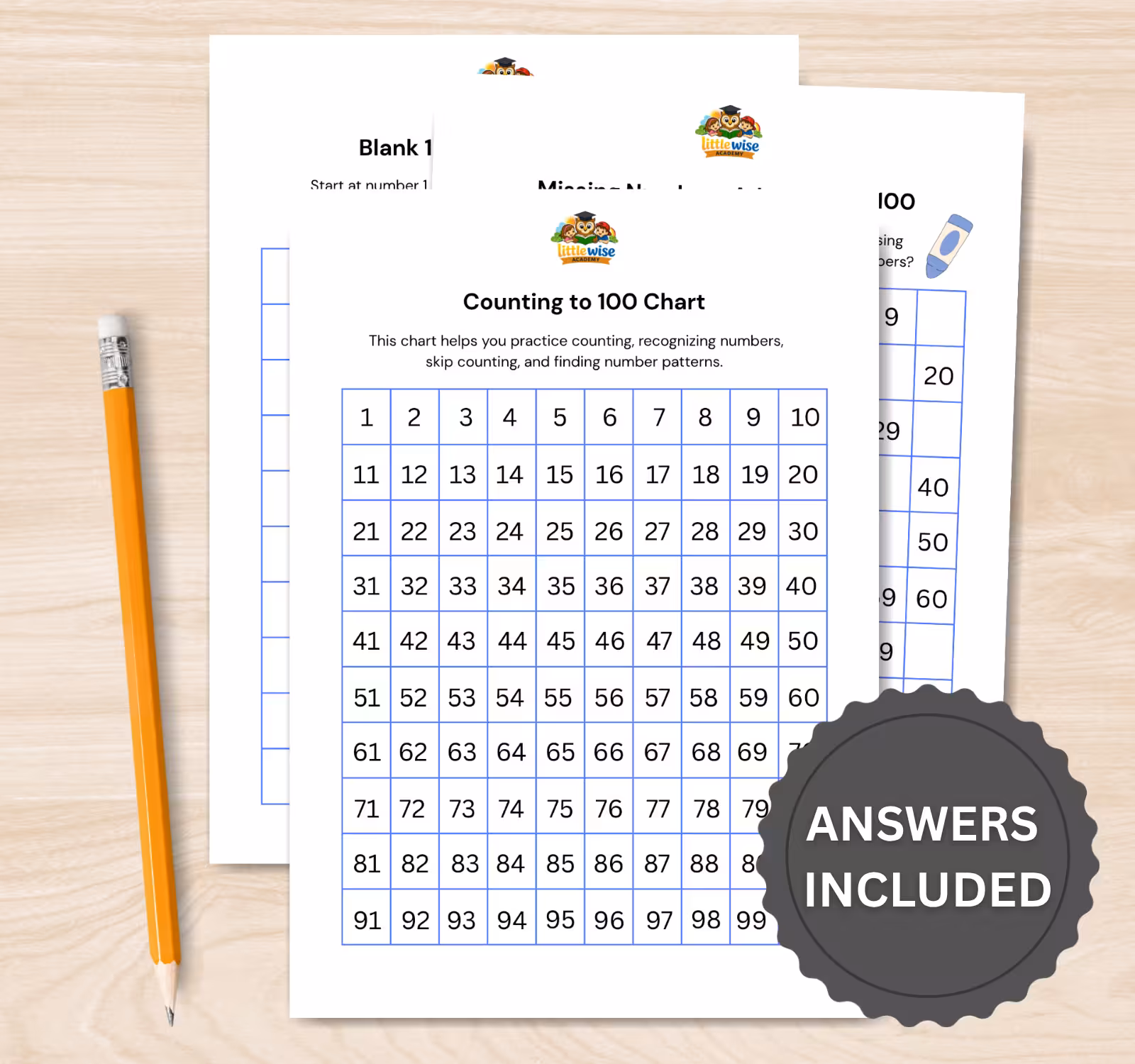 Number Chart 1-100 Bundle