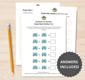 Single Digit Addition Worksheets