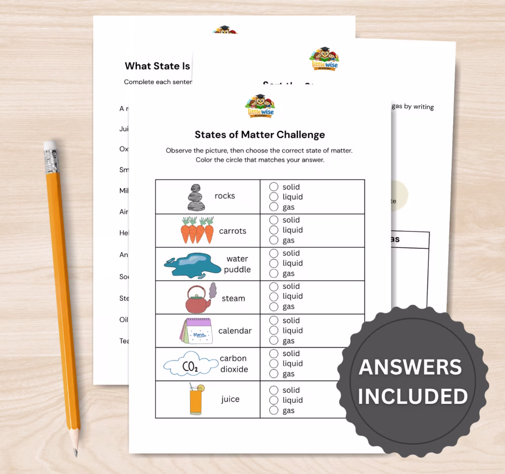 States of Matter Worksheet