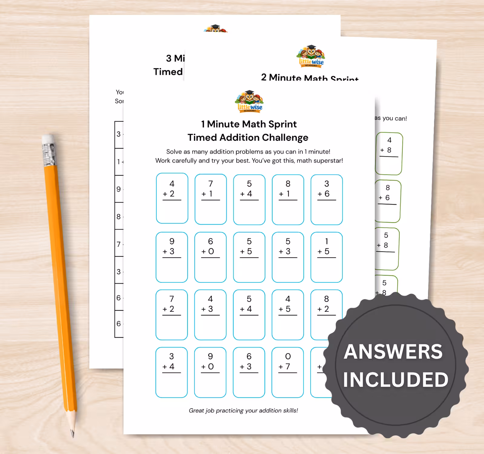 Timed Addition Worksheets