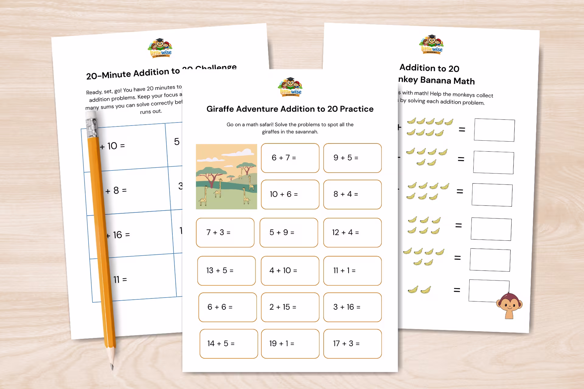addition to 20 worksheets