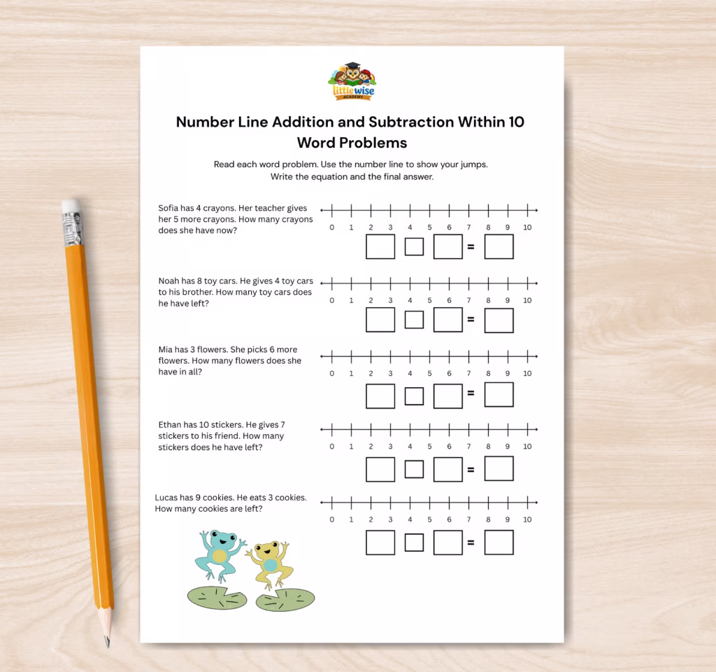 number line addition and subtraction worksheet