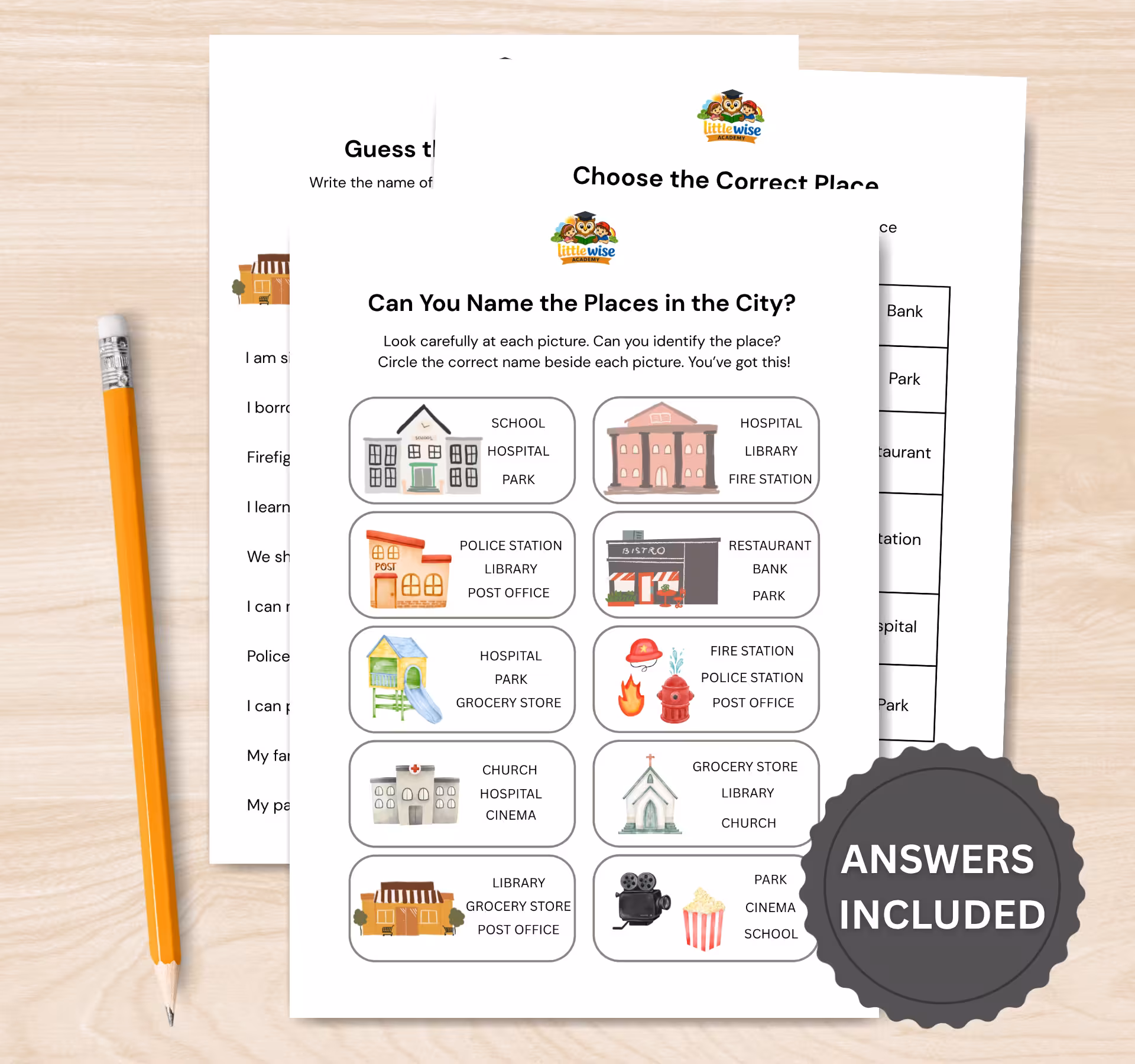 Places in the City Worksheet