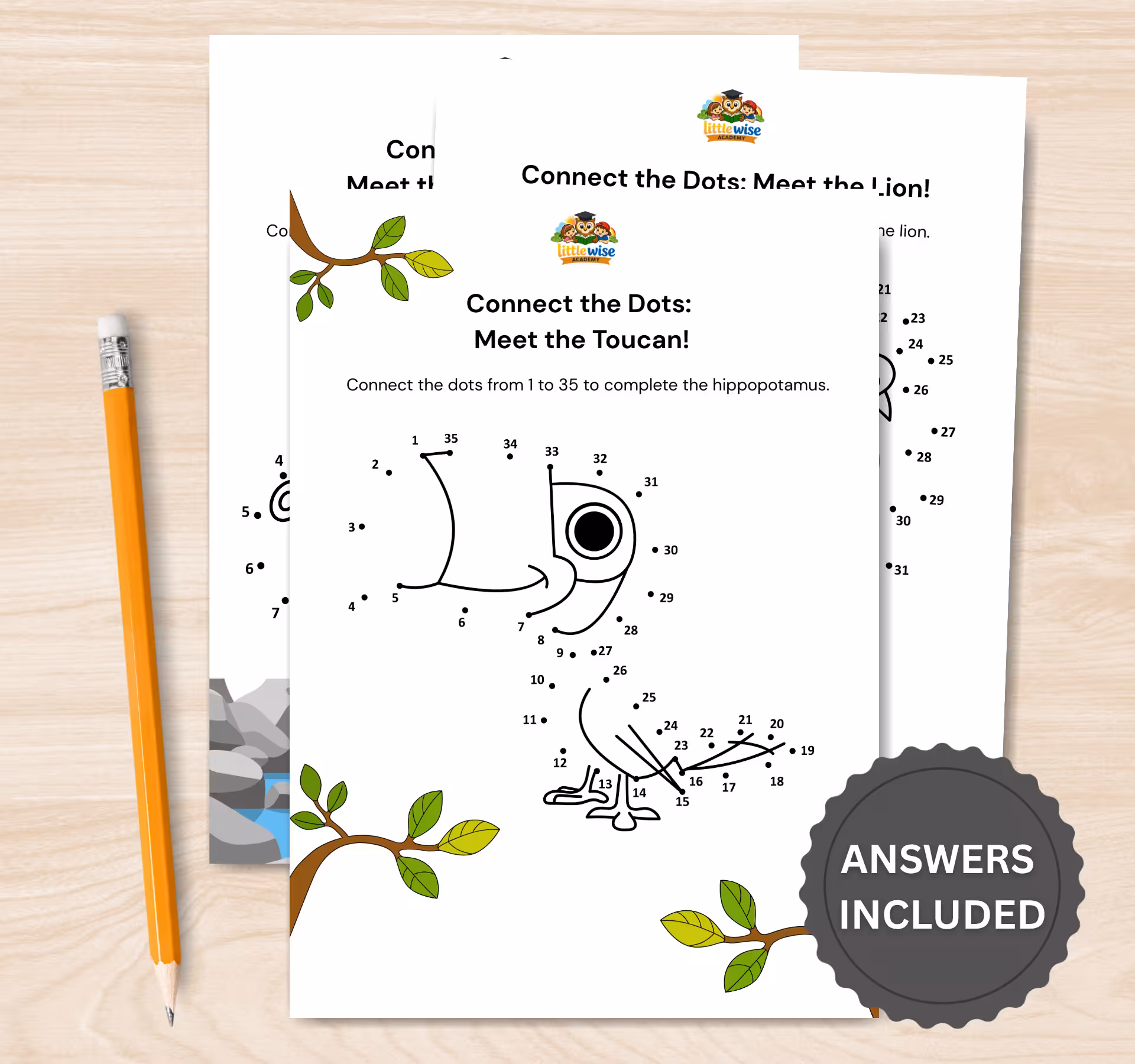 Zoo Animals Connect the Dots Worksheet